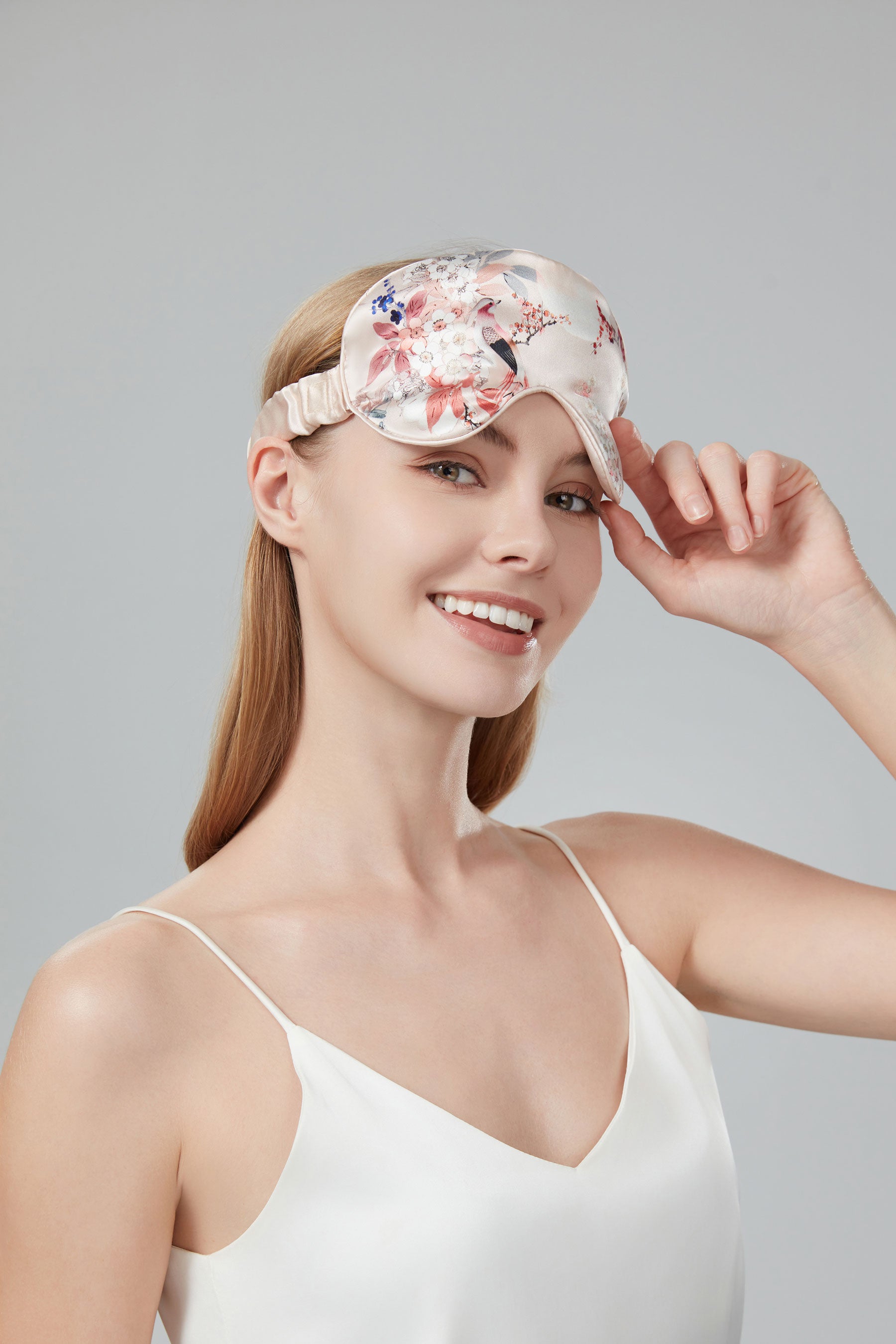 Helen Loveday Mulberry Silk Eye Mask Blossom